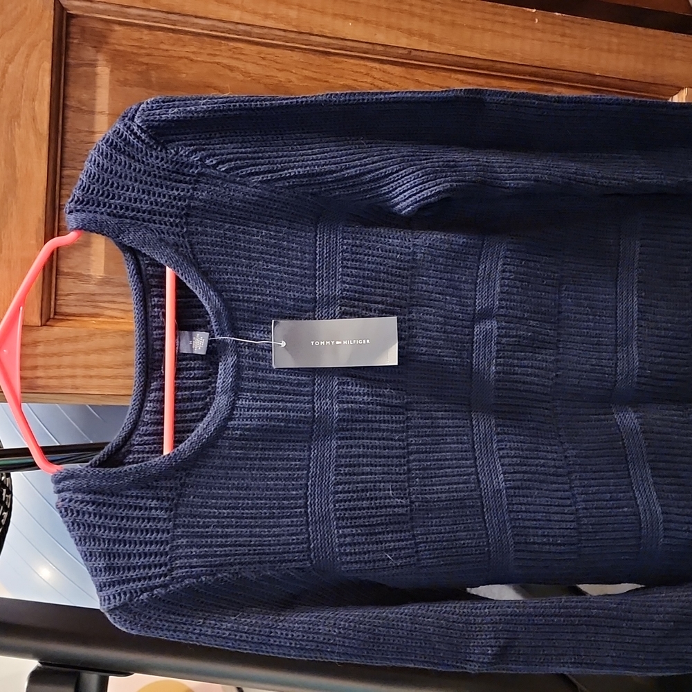 NWT Tommy Hilfiger Cotton Knit Sweater Blue Size M